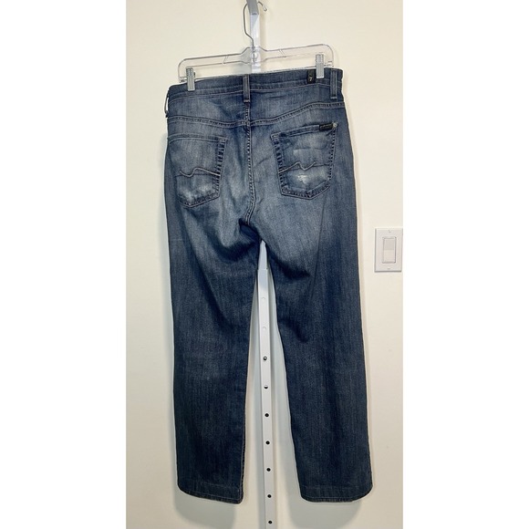 Y2K 7 for All Mankind Austyn Jeans SZ 30 Blue Denim Pants Straigt Leg Mid Rise - Picture 2 of 9